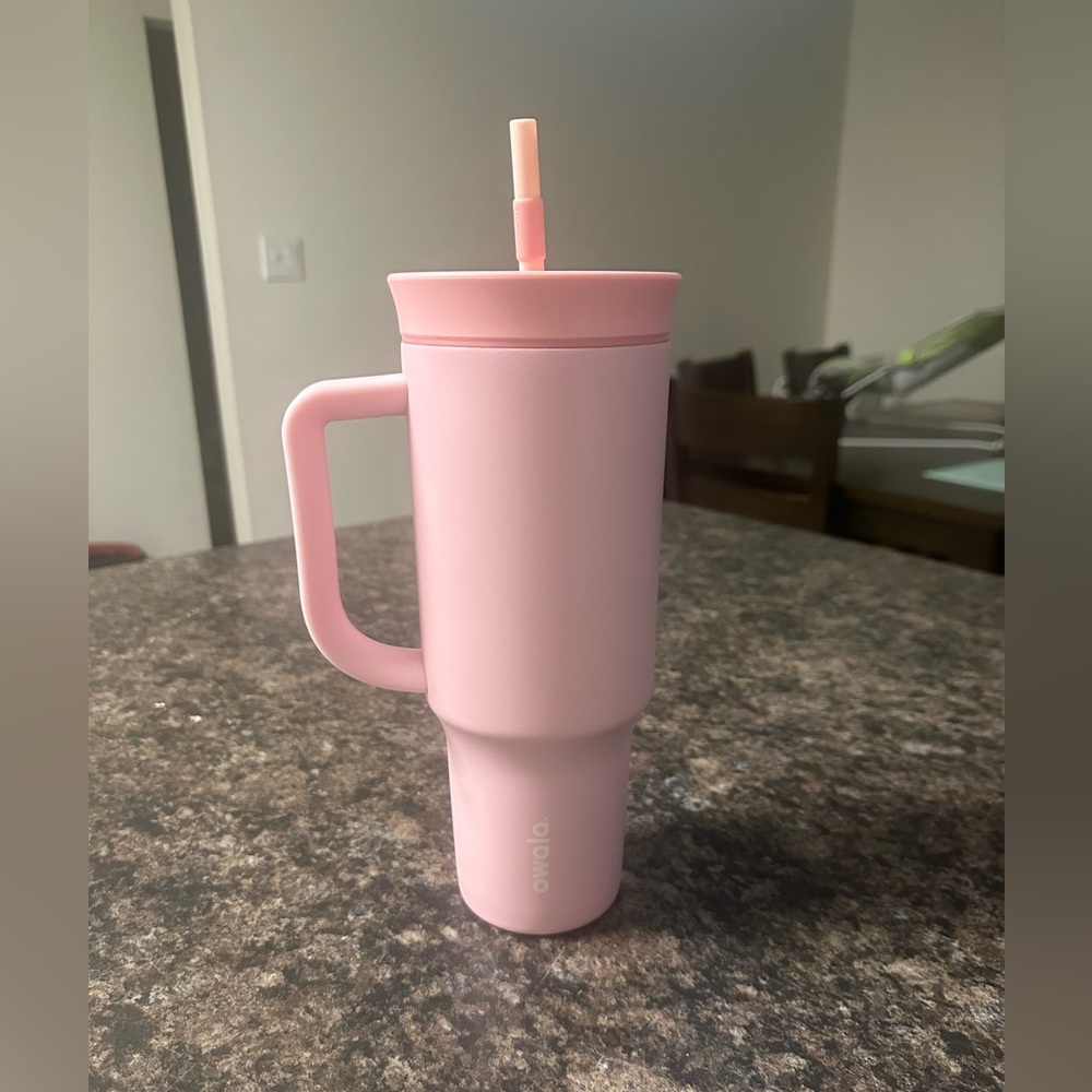 Owala Pink Insulated Travel Tumbler with Handle & Straw
